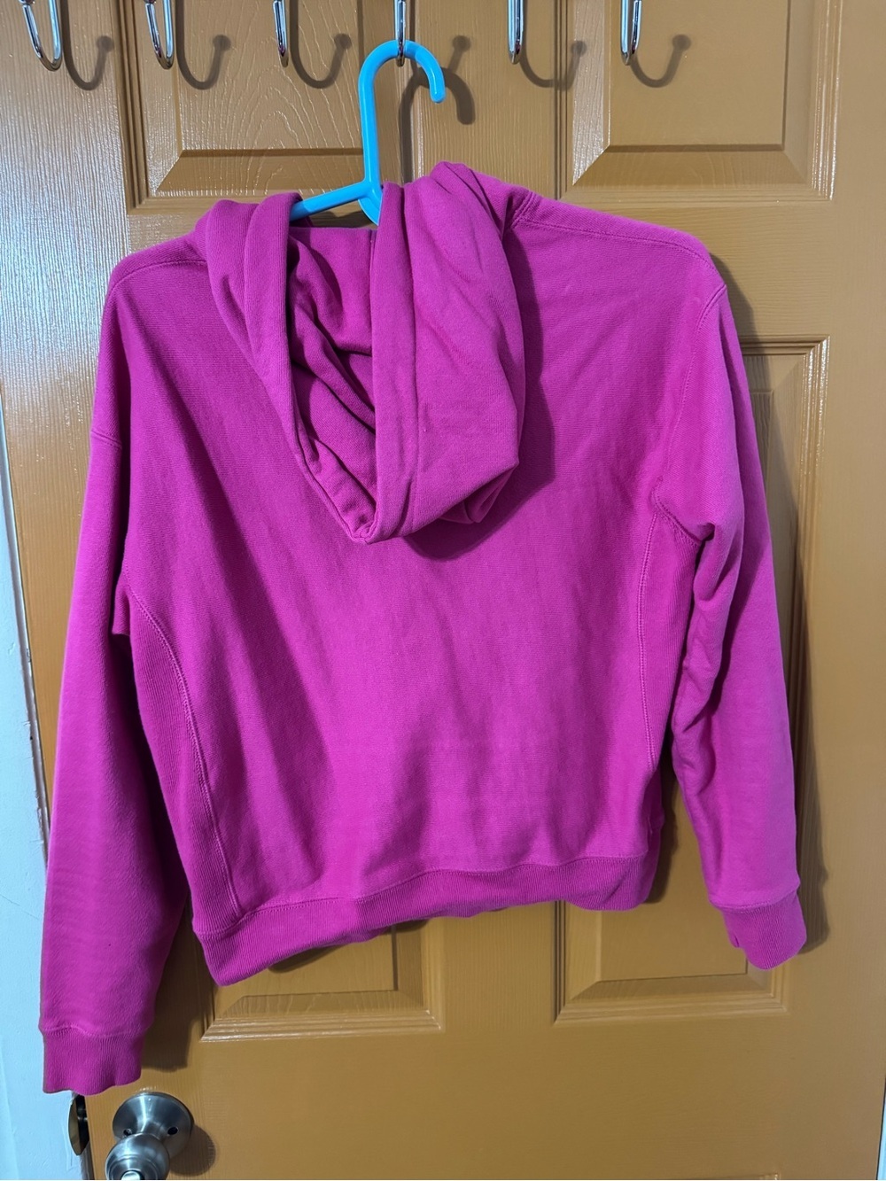 Champion Women's Magenta Pullover Hoodie with Multicolor Logo - Picture 2 of 3